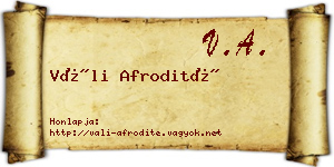 Váli Afrodité névjegykártya